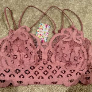 Light Rose colored lace bralette. Size XL - brand new with tags